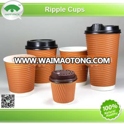 Hot sale disposable ripple paper coffee cup