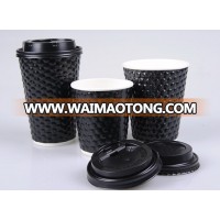 disposable black or while coated paper cup embossed paper cup custom printed with triple layer